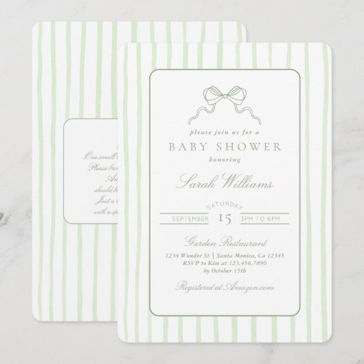 Whimsical Salbei Dusche Einladung (Vorne/Hinten)