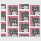 Whimsical Sam Cat Portrait Wrapping Paper Geschenkpapier (Flach)