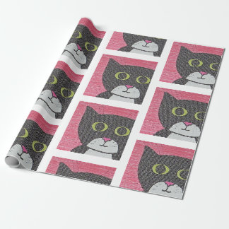 Whimsical Sam Cat Portrait Wrapping Paper Geschenkpapier
