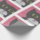 Whimsical Sam Cat Portrait Wrapping Paper Geschenkpapier (Ecke)