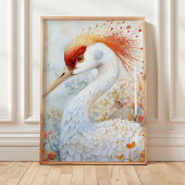 Whimsical Sandhill Crane Art Print Poster