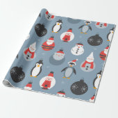 Whimsical Santa and Penguin Christmas Pattern Geschenkpapier (Ungerollt)