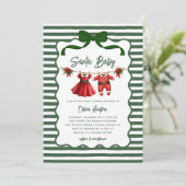 Whimsical Santa Baby Bow Baby Shower Invitation Einladung (Stehend Vorderseite)