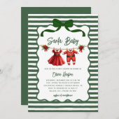 Whimsical Santa Baby Bow Baby Shower Invitation Einladung (Vorne/Hinten)