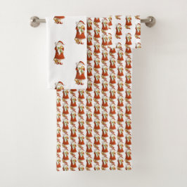 Whimsical Santa & Cats Badhandtuch Set