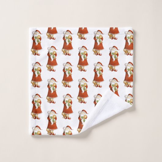 Whimsical Santa & Cats Badhandtuch Set (Waschlappen)