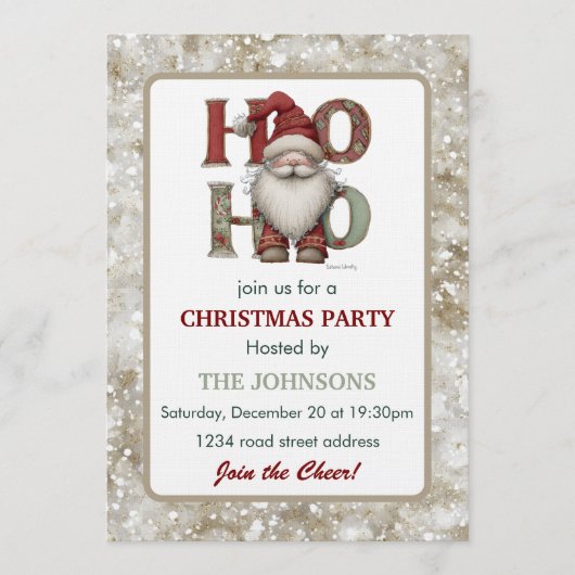 Whimsical Santa Christmas Party Invitation  Einladung (Vorderseite)