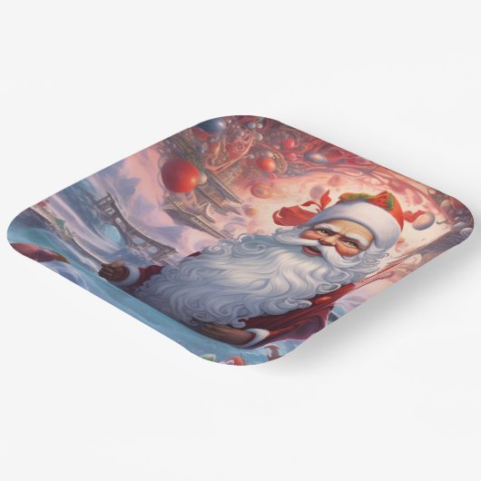 Whimsical Santa Claus 1 Pappteller (Gewinkelt)