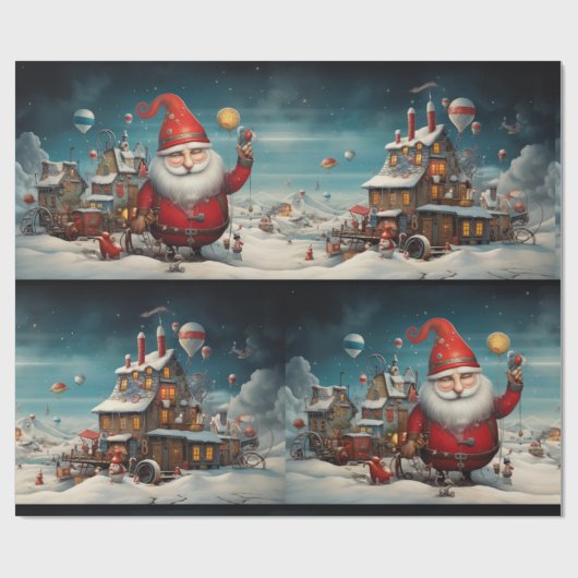 Whimsical Santa Claus 2 Geschenkpapier (Flach)