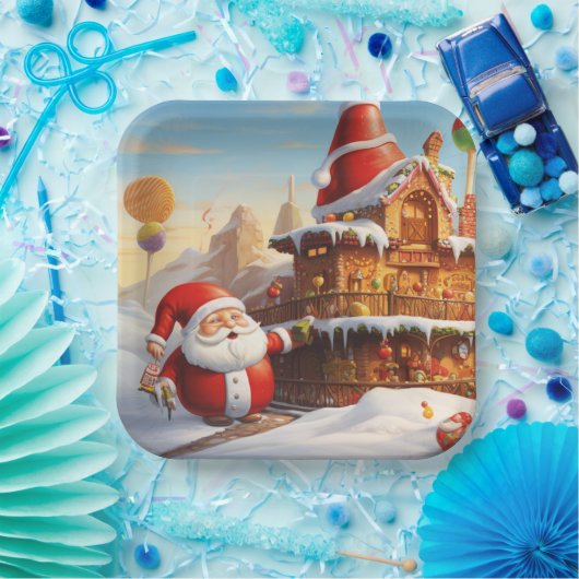 Whimsical Santa Claus 4 Pappteller (Party)