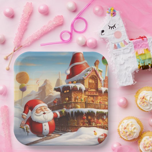 Whimsical Santa Claus 4 Pappteller (Party)