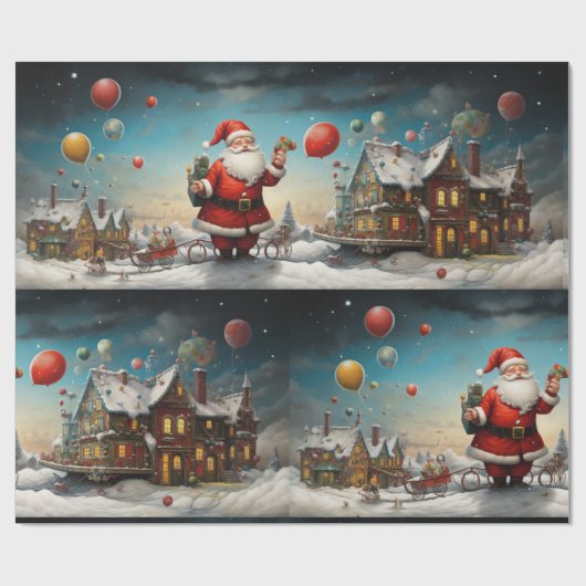 Whimsical Santa Claus 5 Geschenkpapier (Flach)