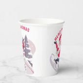 Whimsical Santa Claus frohe Weihnachten Personalis Pappbecher (Rechts)