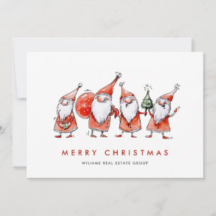 Whimsical Santa Claus Gnomes Weihnachtskonzern Feiertagskarte