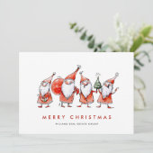 Whimsical Santa Claus Gnomes Weihnachtskonzern Feiertagskarte (Stehend Vorderseite)