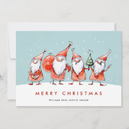 Whimsical Santa Claus Gnomes Weihnachtskonzern Feiertagskarte