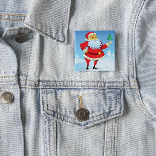 Whimsical Santa Claus mit Mini Weihnachtsbaum Button (Beispiel)