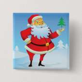 Whimsical Santa Claus mit Mini Weihnachtsbaum Button (Vorderseite)