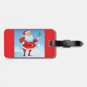 Whimsical Santa Claus mit Mini Weihnachtsbaum Gepäckanhänger (Rückseite horizontal)