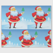 Whimsical Santa Claus mit Mini Weihnachtsbaum Geschenkpapier (Flach)