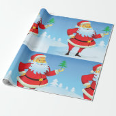 Whimsical Santa Claus mit Mini Weihnachtsbaum Geschenkpapier (Ungerollt)