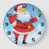 Whimsical Santa Claus mit Mini Weihnachtsbaum Große Wanduhr (Vorderseite)