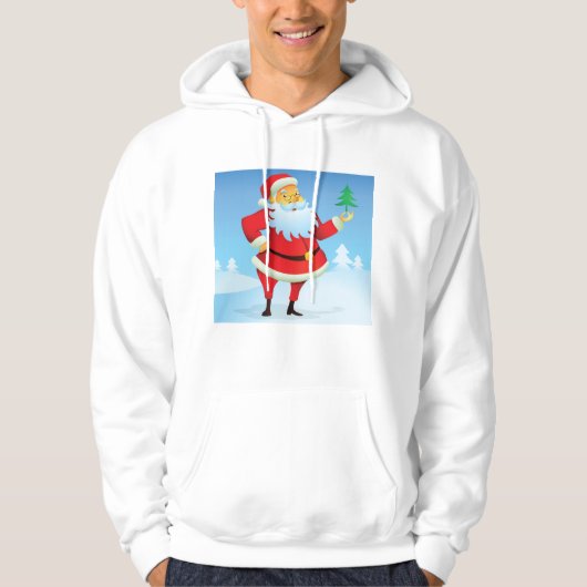 Whimsical Santa Claus mit Mini Weihnachtsbaum Hoodie (Vorderseite)