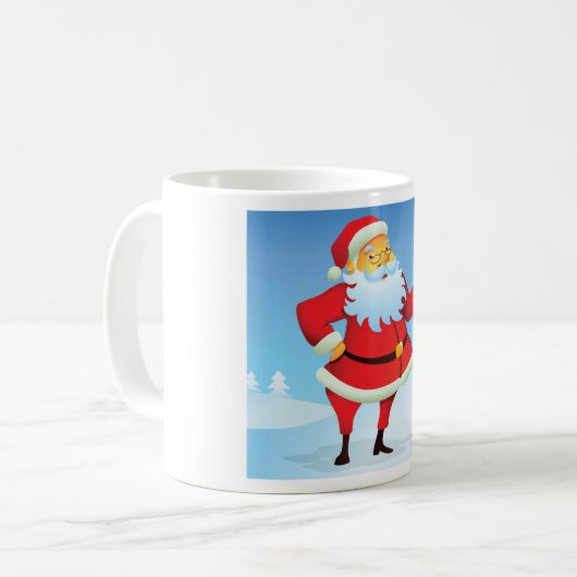 Whimsical Santa Claus mit Mini Weihnachtsbaum Kaffeetasse (Vorderseite Links)