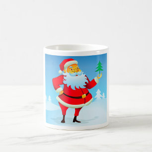 Whimsical Santa Claus mit Mini Weihnachtsbaum Kaffeetasse