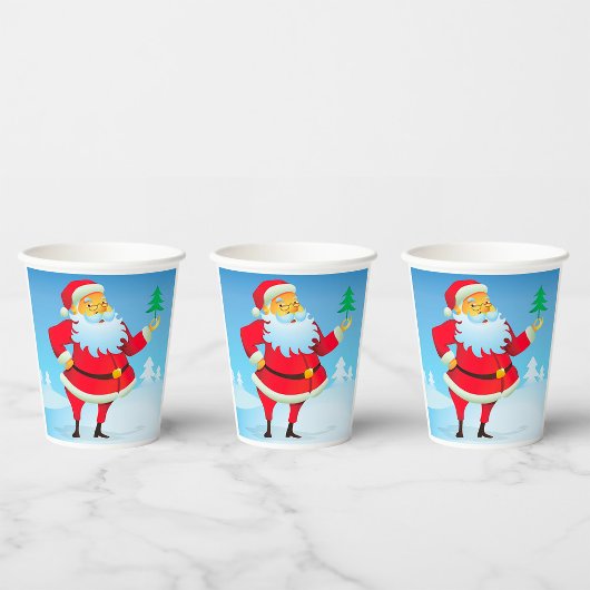 Whimsical Santa Claus mit Mini Weihnachtsbaum Pappbecher