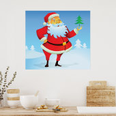 Whimsical Santa Claus mit Mini Weihnachtsbaum Poster
