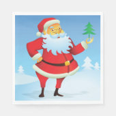 Whimsical Santa Claus mit Mini Weihnachtsbaum Serviette (Vorderseite)