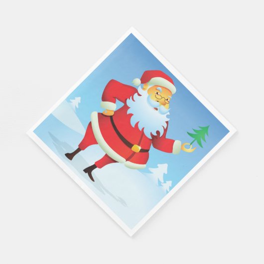 Whimsical Santa Claus mit Mini Weihnachtsbaum Serviette (Ecke)