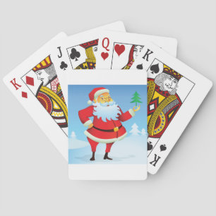 Whimsical Santa Claus mit Mini Weihnachtsbaum Spielkarten