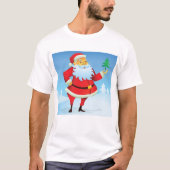 Whimsical Santa Claus mit Mini Weihnachtsbaum T-Shirt (Vorderseite)