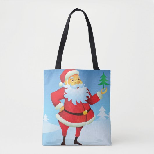 Whimsical Santa Claus mit Mini Weihnachtsbaum Tasche (Vorderseite)