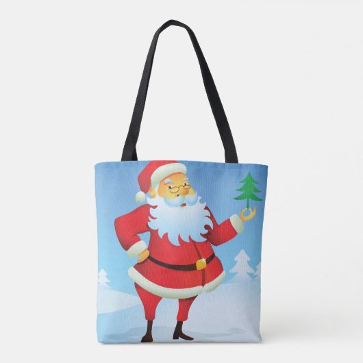Whimsical Santa Claus mit Mini Weihnachtsbaum Tasche (Rückseite)