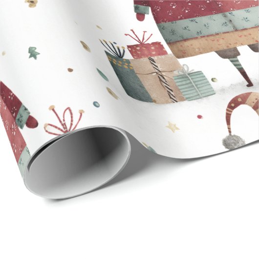 Whimsical Santa Claus Wrapping Paper Geschenkpapier (Rolleneckpunkt)
