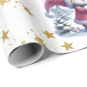 Whimsical Santa Gnomes & Gold Stars Geschenkpapier (Rolleneckpunkt)