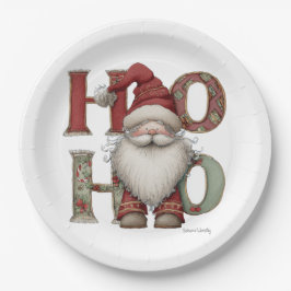 Whimsical Santa HO HO HO Paper Plates Pappteller