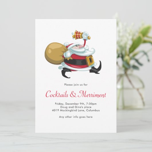Whimsical Santa Holiday Party Einladung (Stehend Vorderseite)