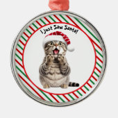 Whimsical Santa Kitty Niedlich Funny Funny Christm Ornament Aus Metall (Vorne)