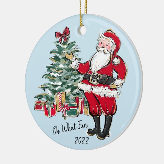 Whimsical Santa Ornament mit Weihnachtsbaum (Links)