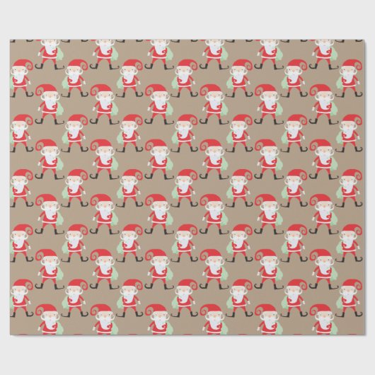 Whimsical Santa Pattern Geschenkpapier (Flach)