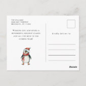 Whimsical Santa Penguins Weihnachtsfeiertag Postkarte (Rückseite)
