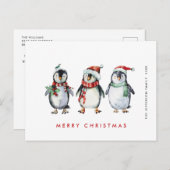 Whimsical Santa Penguins Weihnachtsfeiertag Postkarte (Vorne/Hinten)