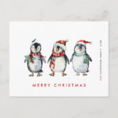 Whimsical Santa Penguins Weihnachtsfeiertag Postkarte (Vorderseite)