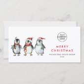 Whimsical Santa Penguins Weihnachtskonzern Feiertagskarte (Vorderseite)
