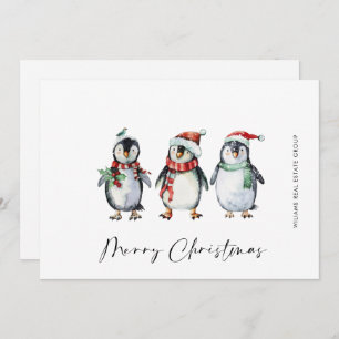 Whimsical Santa Penguins Weihnachtskonzern Feiertagskarte