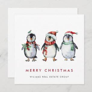 Whimsical Santa Penguins Weihnachtskonzern Feiertagskarte